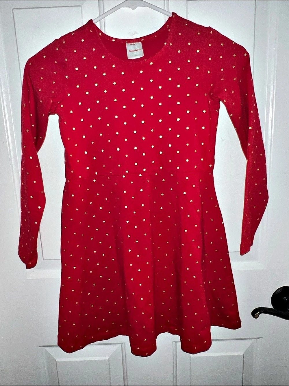 Hanna Andersson Girls Size 8 Red Gold Dot Holiday Christmas Dress